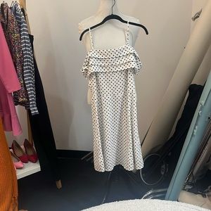 ASOS White Polka Dot Ruffled Midi Sundress